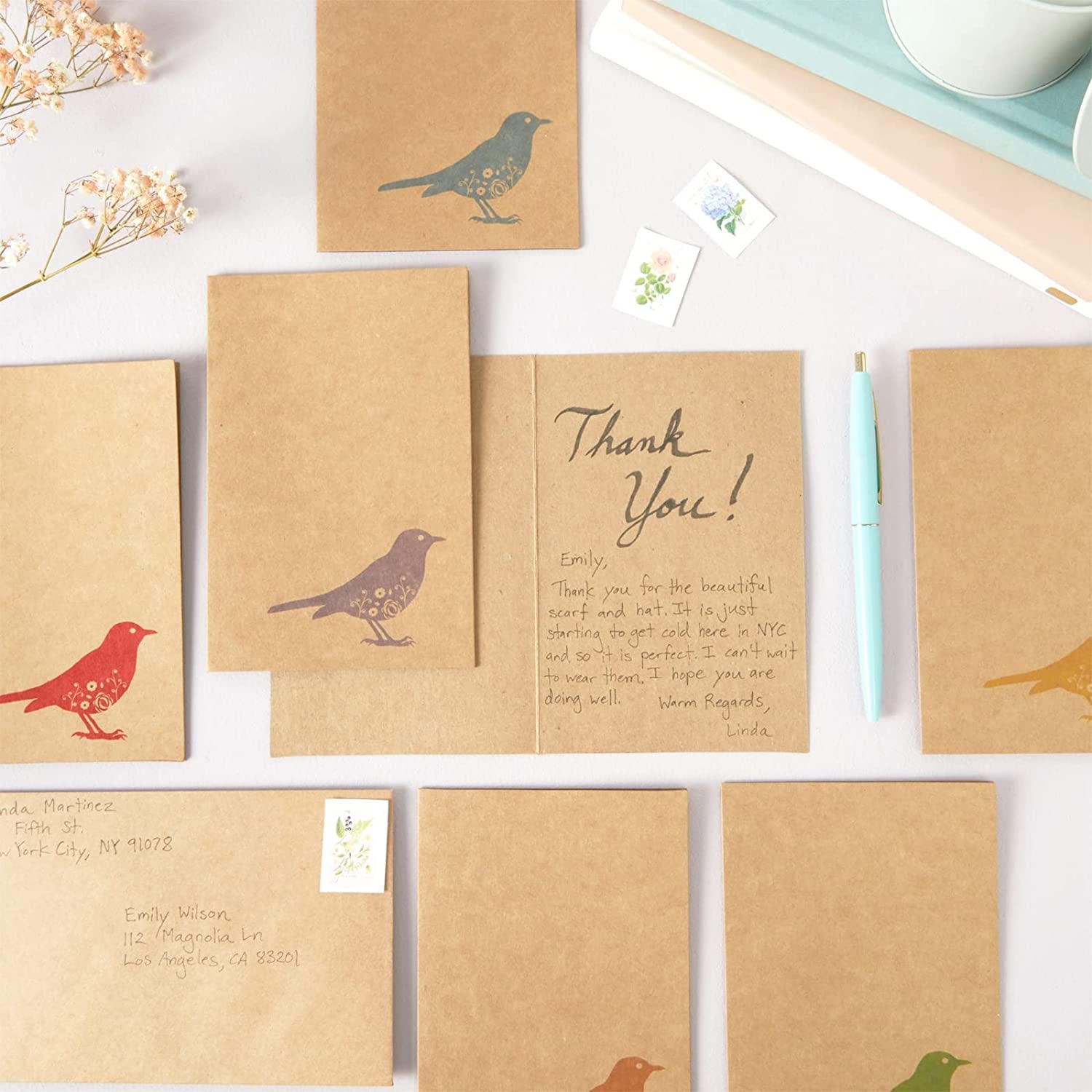 36 Pack Bird Note Cards with Envelopes, Blank All Occasion Thank You Cards, Rustic-Style (Kraft Paper, 4 x 6 In) - Image 2